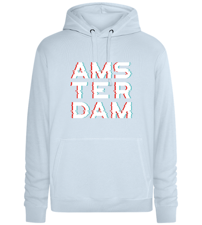 Amsterdam Glitched Design - Premium unisex hoodie_CREAMY BLUE_front