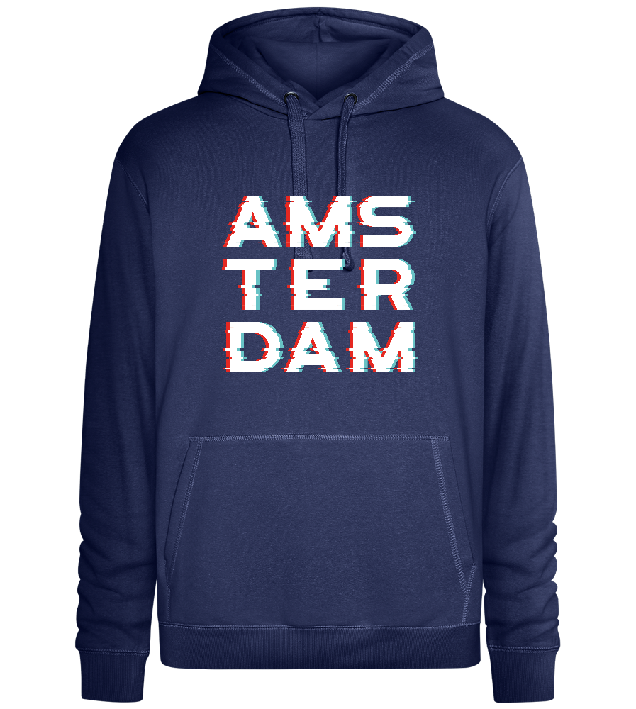 Amsterdam Glitched Design - Premium unisex hoodie_DENIM CHINA_front