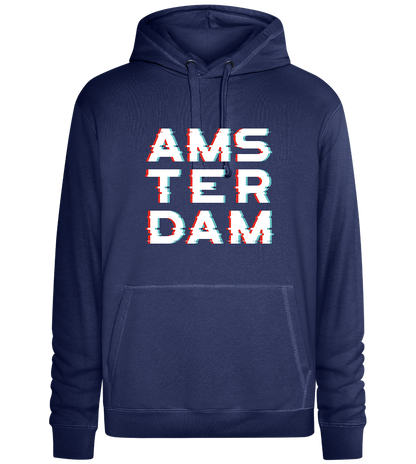 Amsterdam Glitched Design - Premium unisex hoodie_DENIM CHINA_front