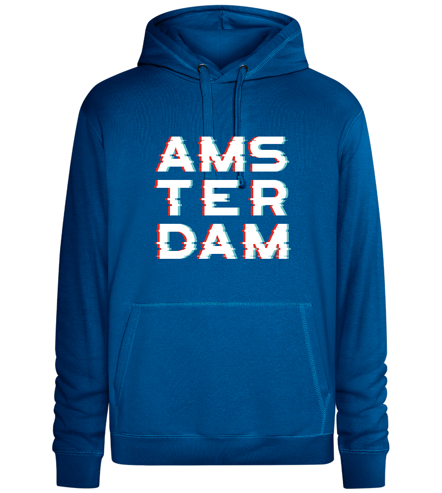 Amsterdam Glitched Design - Premium unisex hoodie_ROYAL_front