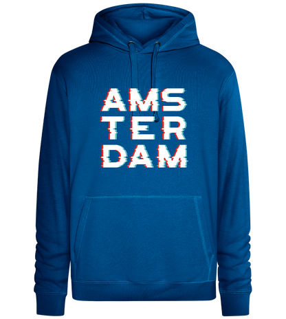 Amsterdam Glitched Design - Premium unisex hoodie_ROYAL_front