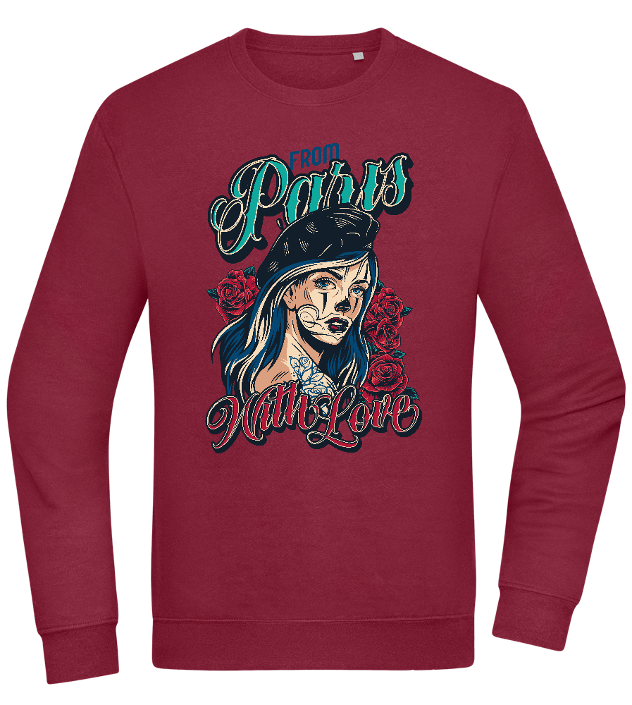 From Paris With Love Design - Comfort Essential Unisex Sweater_BORDEAUX_front