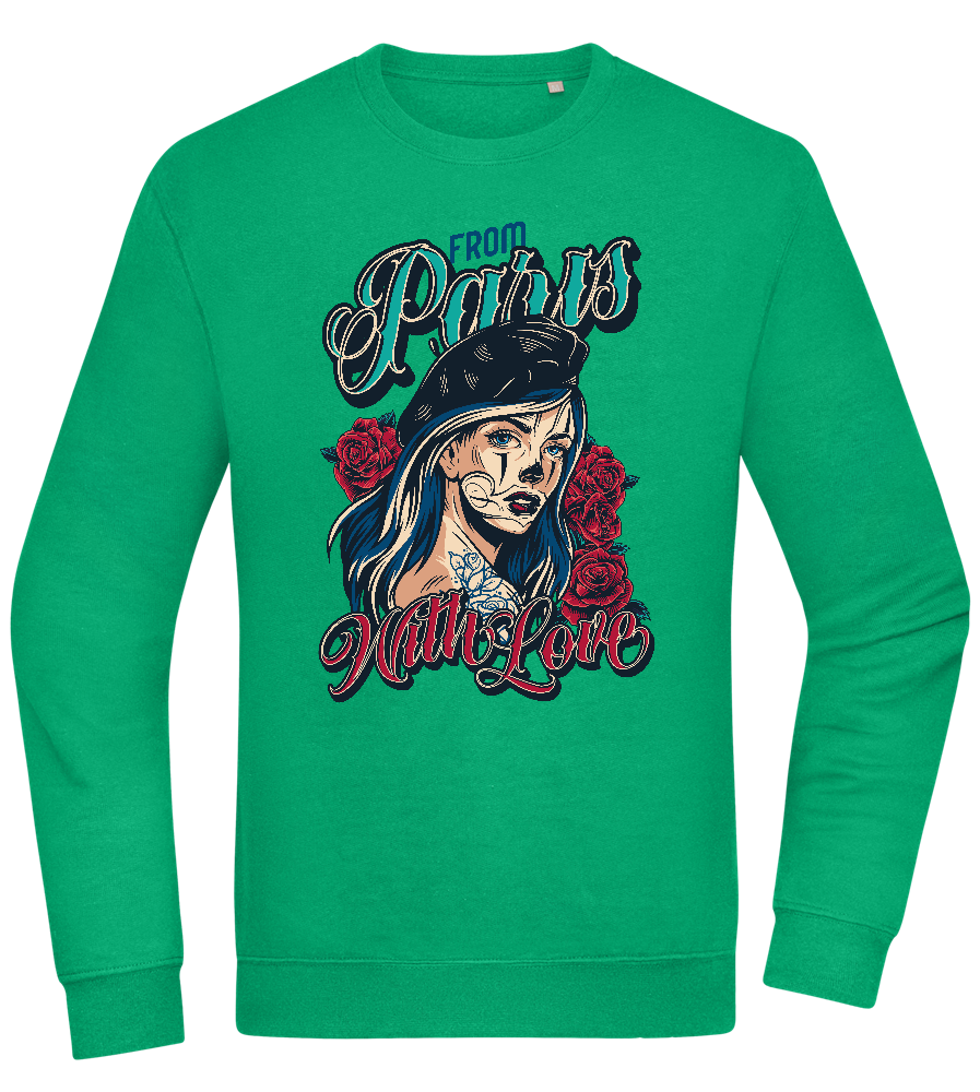 From Paris With Love Design - Comfort Essential Unisex Sweater_MEADOW GREEN_front