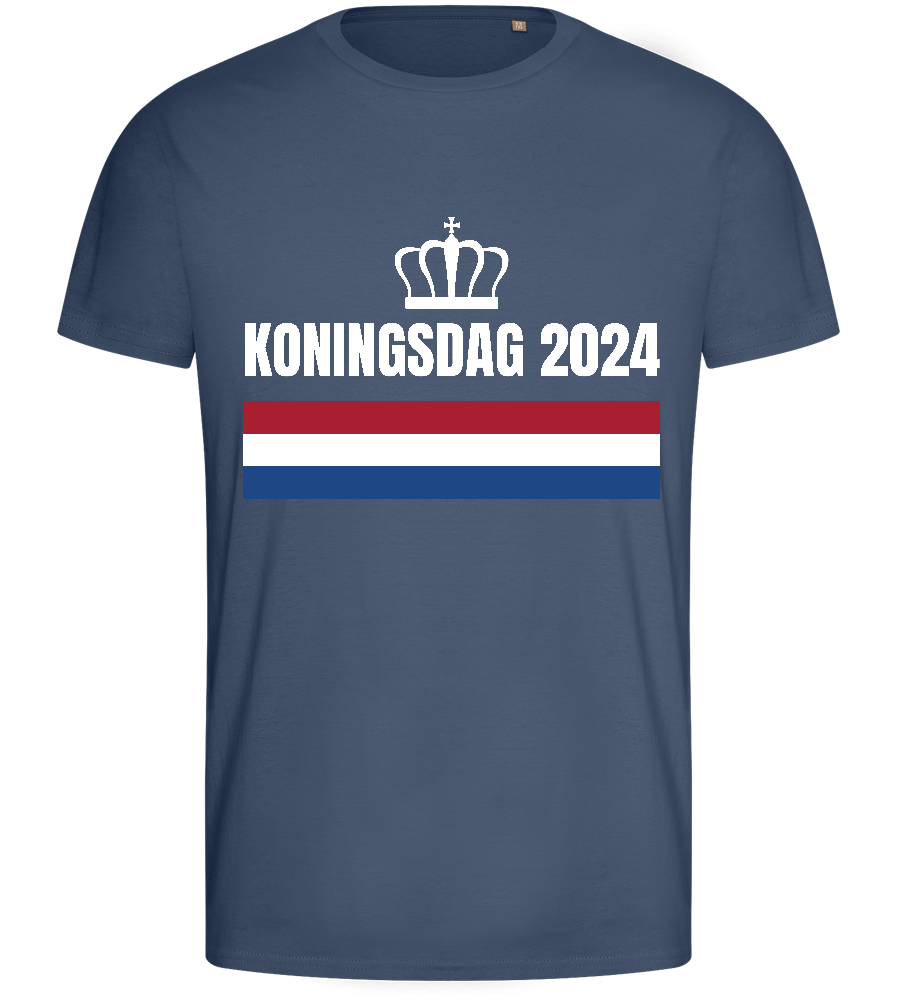 Kingsday Flag Design - Basic men's fitted t-shirt_DENIM_front