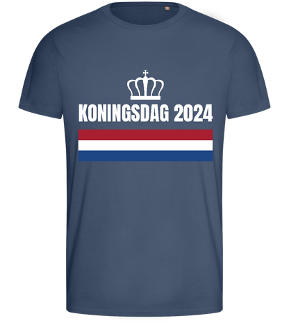 Kingsday Flag Design - Basic men's fitted t-shirt_DENIM_front