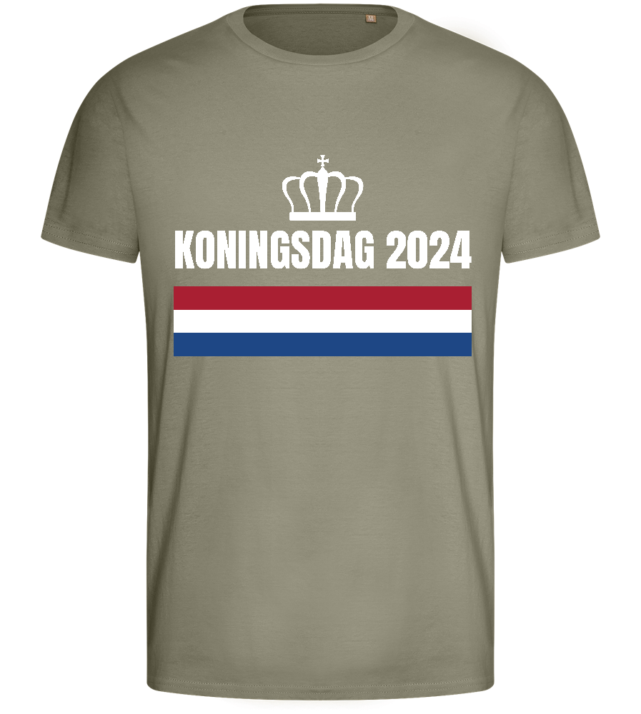 Kingsday Flag Design - Basic men's fitted t-shirt_KHAKI_front