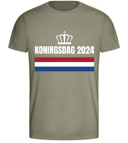 Kingsday Flag Design - Basic men's fitted t-shirt_KHAKI_front