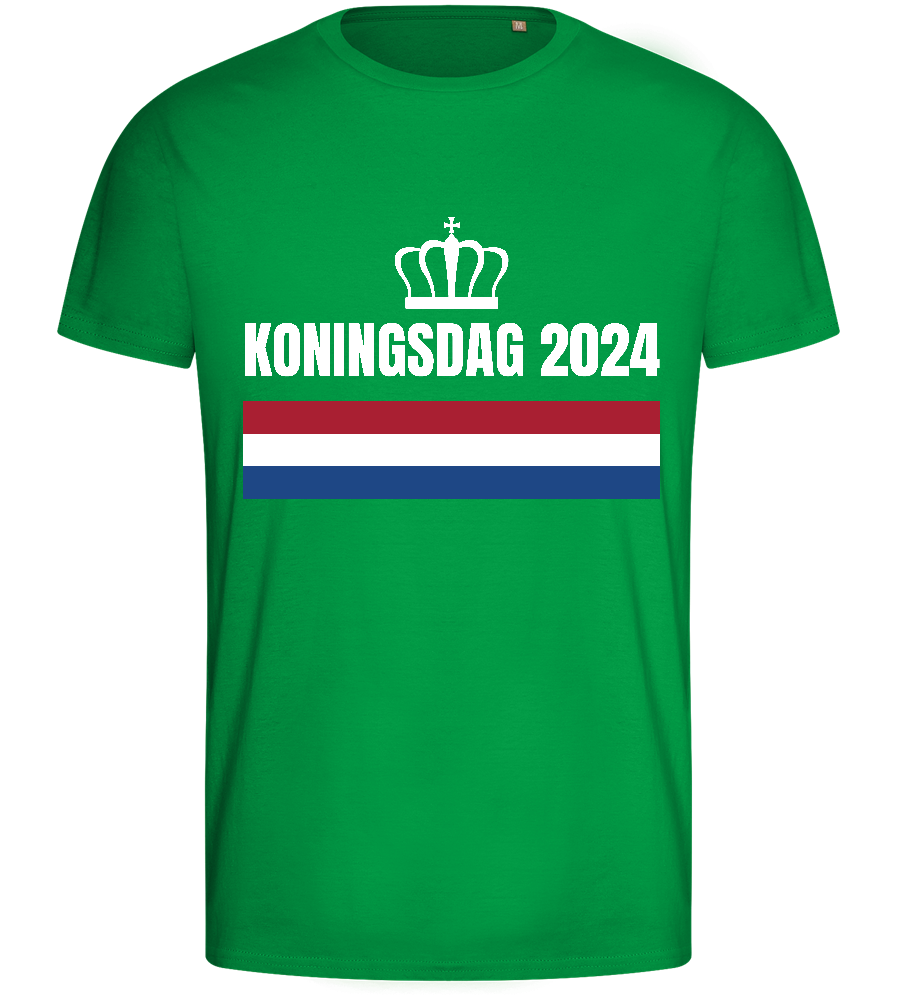 Kingsday Flag Design - Basic men's fitted t-shirt_MEADOW GREEN_front