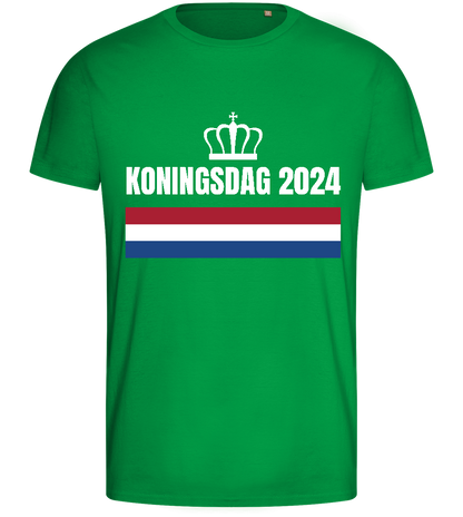 Kingsday Flag Design - Basic men's fitted t-shirt_MEADOW GREEN_front