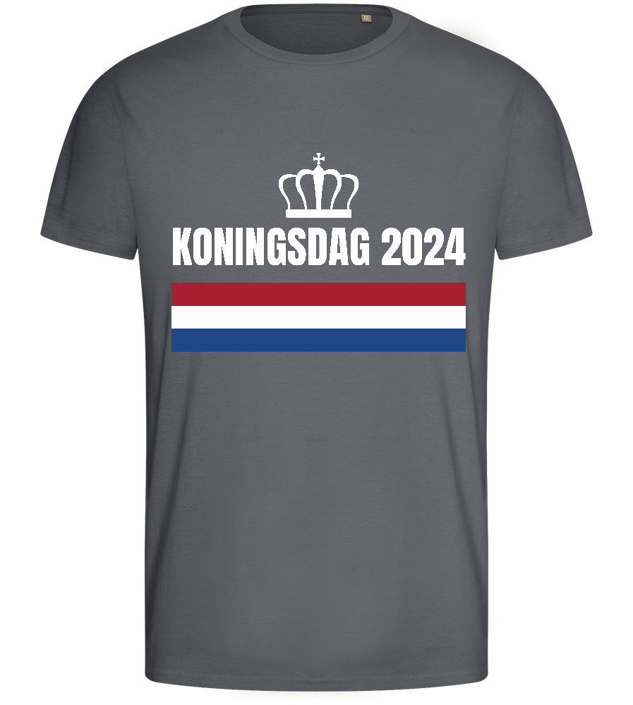 Kingsday Flag Design - Basic men's fitted t-shirt_MOUSE GREY_front