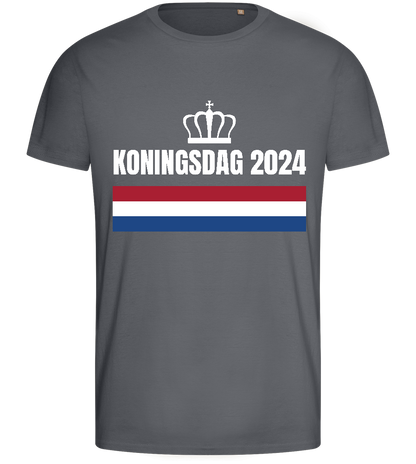 Kingsday Flag Design - Basic men's fitted t-shirt_MOUSE GREY_front