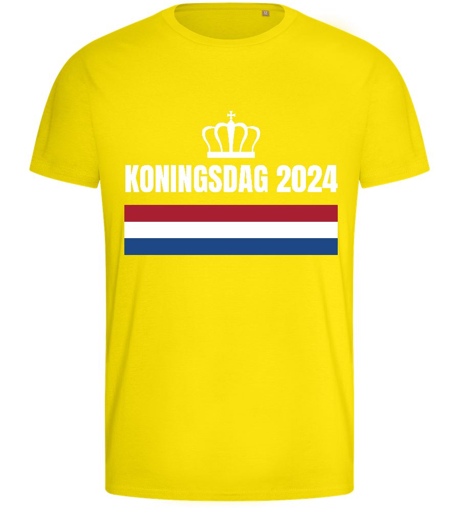 Kingsday Flag Design - Basic men's fitted t-shirt_YELLOW_front