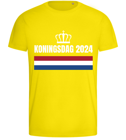 Kingsday Flag Design - Basic men's fitted t-shirt_YELLOW_front