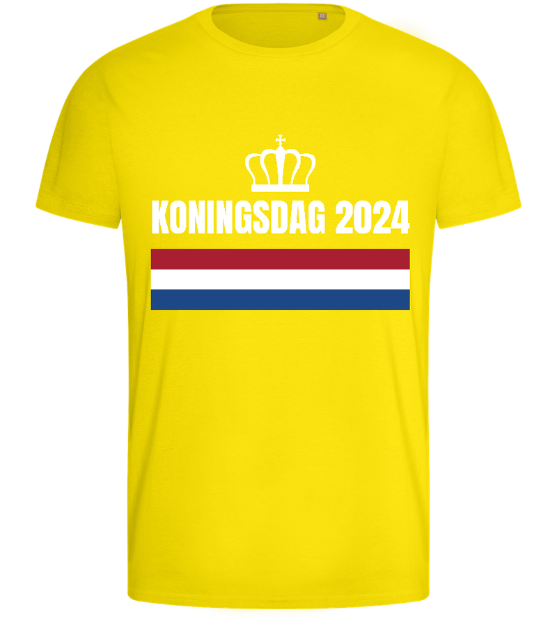 Kingsday Flag Design - Basic men's fitted t-shirt_YELLOW_front