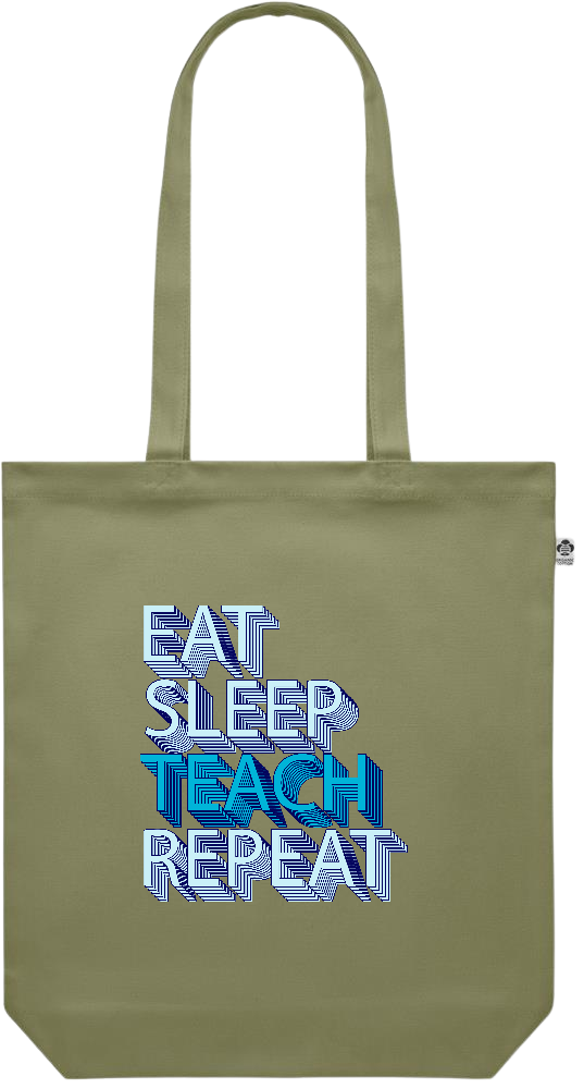 Eat Sleep Teach Repeat Design - Premium colored organic canvas shopping bag_GREEN_front