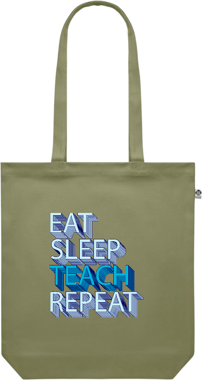 Eat Sleep Teach Repeat Design - Premium colored organic canvas shopping bag_GREEN_front