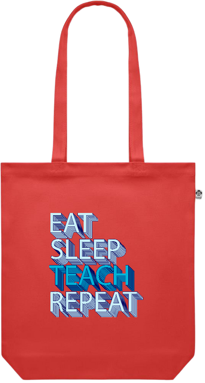 Eat Sleep Teach Repeat Design - Premium colored organic canvas shopping bag_RED_front