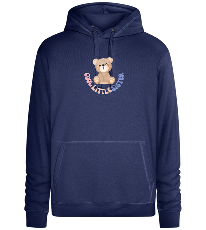 Cool Little Sister Teddy Bear Design - Premium unisex hoodie_DENIM CHINA_front