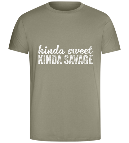 Kinda Sweet Kinda Savage Design - Comfort Unisex T-Shirt_KHAKI_front