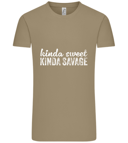 Kinda Sweet Kinda Savage Design - Comfort Unisex T-Shirt_KHAKI_front