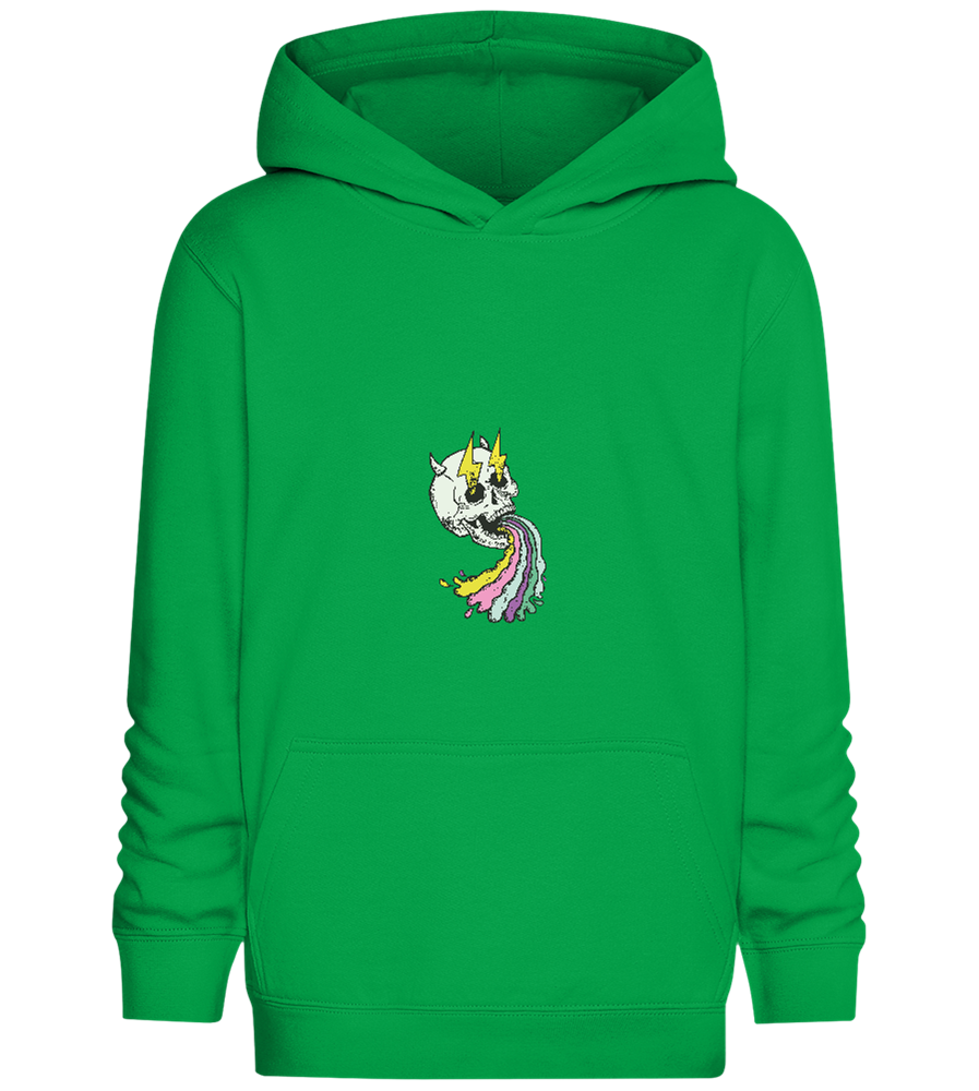 Rainbow Skull Thunders Design - Comfort Kids Hoodie_MEADOW GREEN_front