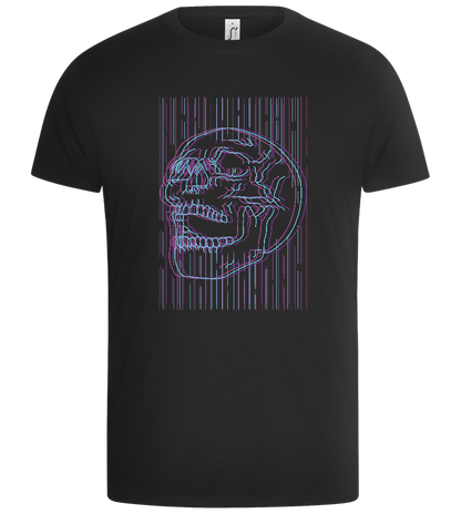 Colorful Lines Skull Design - Basic Unisex T-Shirt_DEEP BLACK_front