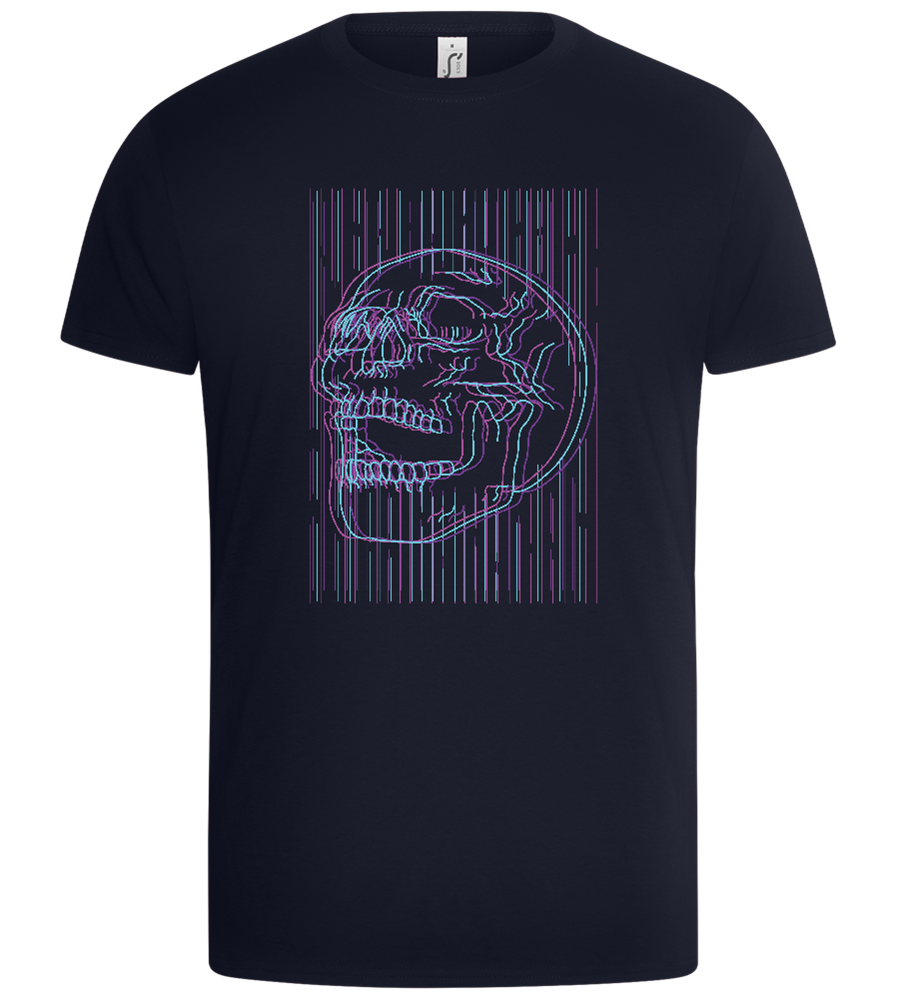 Colorful Lines Skull Design - Basic Unisex T-Shirt_FRENCH NAVY_front