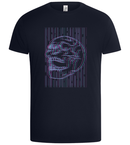 Colorful Lines Skull Design - Basic Unisex T-Shirt_FRENCH NAVY_front