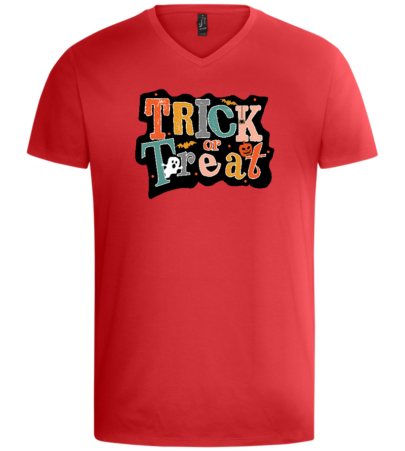 Spooky Trick or Treat Design - Basic men's v-neck t-shirt_RED_front