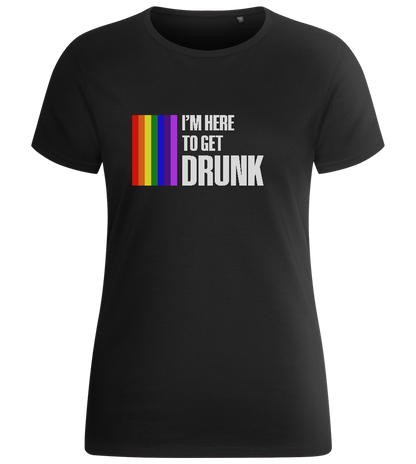 I'm Getting Drunk Design - Basic women's fitted t-shirt_DEEP BLACK_front