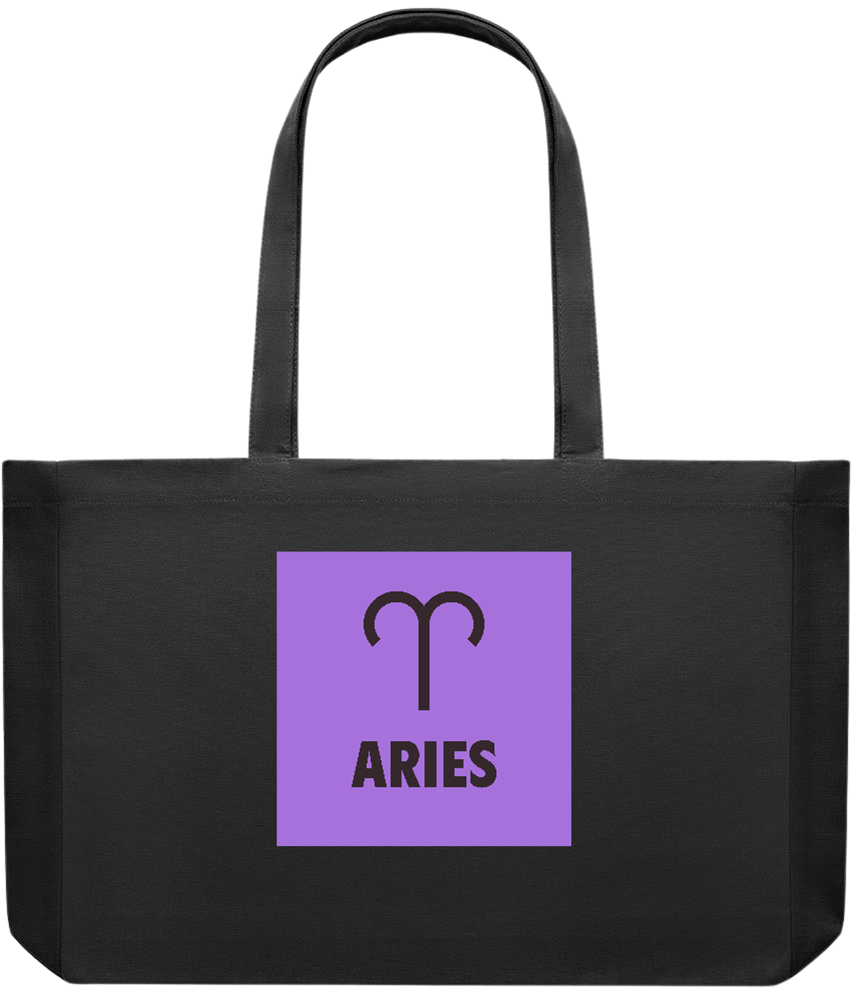 Zodiac Aries Design - Premium large recycled shopping tote bag_BLACK_front