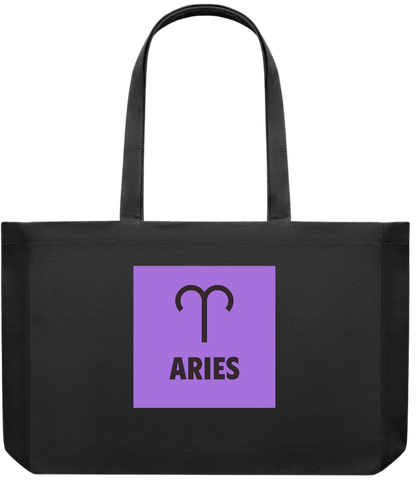 Zodiac Aries Design - Premium large recycled shopping tote bag_BLACK_front