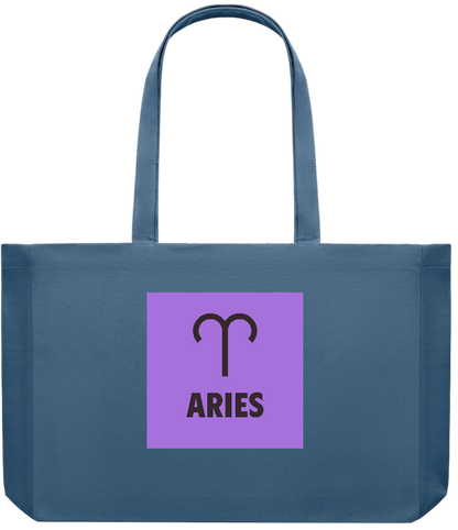 Zodiac Aries Design - Premium large recycled shopping tote bag_BLUE_front