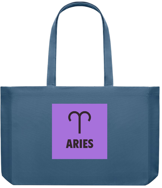 Zodiac Aries Design - Premium large recycled shopping tote bag_BLUE_front