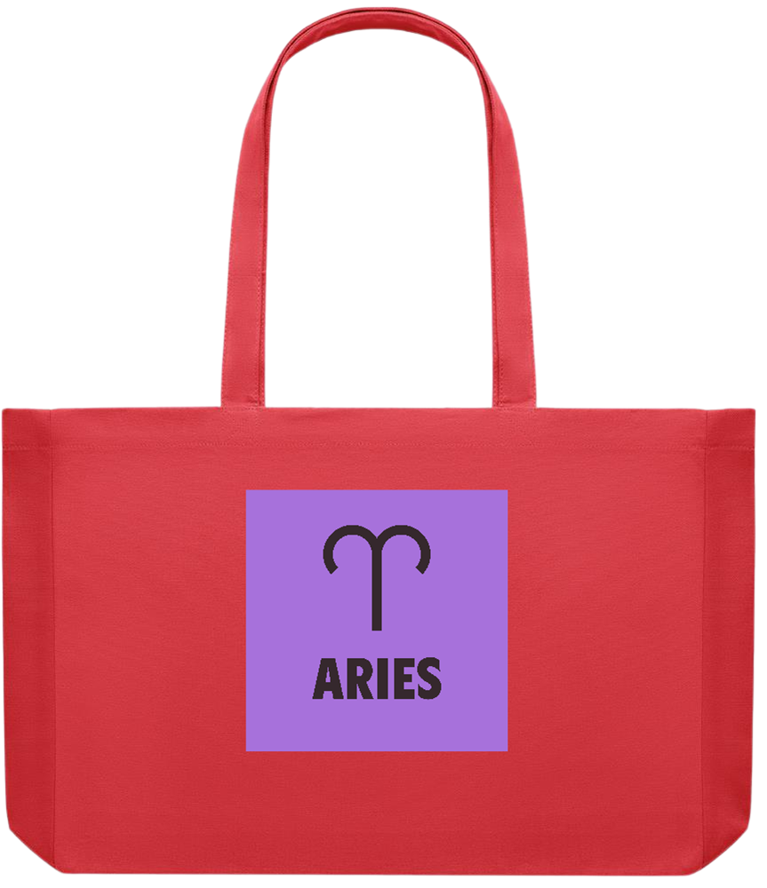 Zodiac Aries Design - Premium large recycled shopping tote bag_RED_front