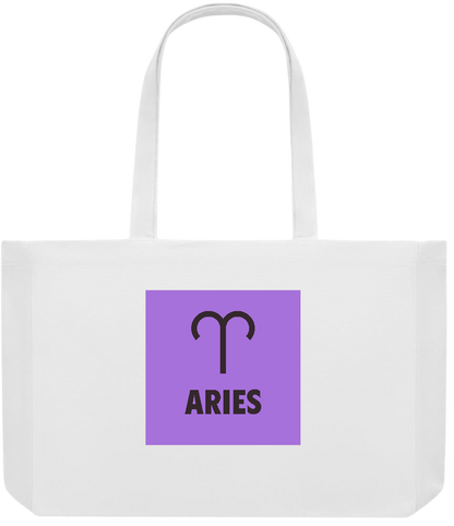 Zodiac Aries Design - Premium large recycled shopping tote bag_WHITE_front