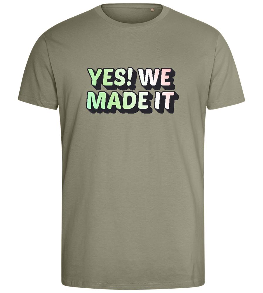 Yes! We Made It Design - Comfort men's fitted t-shirt_KHAKI_front