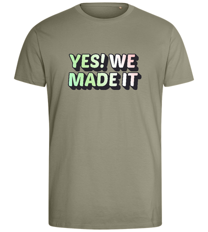 Yes! We Made It Design - Comfort men's fitted t-shirt_KHAKI_front