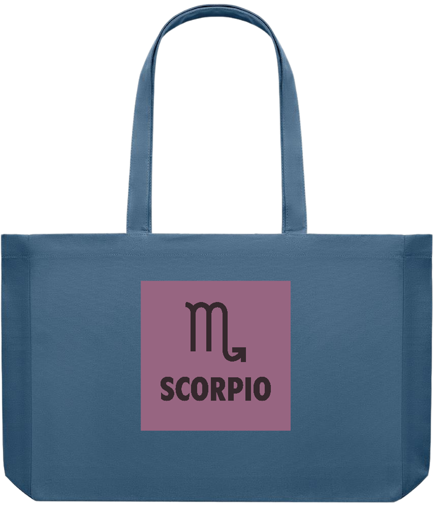 Zodiac Scorpio Design - Premium large recycled shopping tote bag_BLUE_front