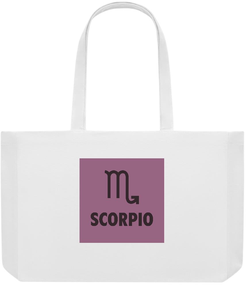 Zodiac Scorpio Design - Premium large recycled shopping tote bag_WHITE_front