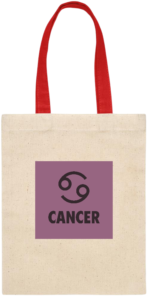 Zodiac Cancer Design - Essential small colored handle gift bag_RED_front