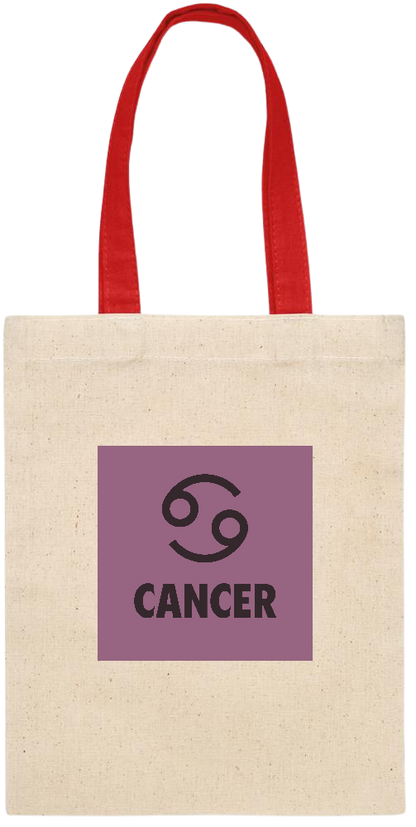 Zodiac Cancer Design - Essential small colored handle gift bag_RED_front