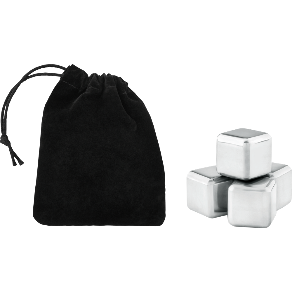 Set of 4 Stainless Steel Ice Cubes in Pouch_BLACK_DETAILEDIMAGE_front_1