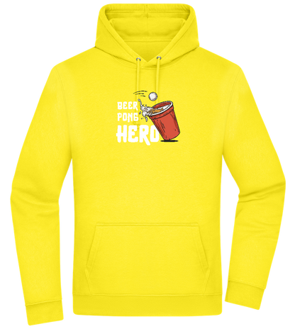 Beer Pong Hero Design - Premium Essential Unisex Hoodie_YELLOW_front