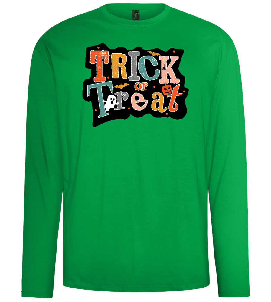 Spooky Trick or Treat Design - Comfort men's long sleeve t-shirt_MEADOW GREEN_front