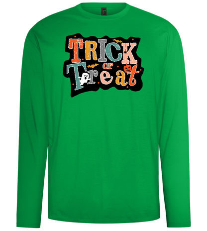 Spooky Trick or Treat Design - Comfort men's long sleeve t-shirt_MEADOW GREEN_front