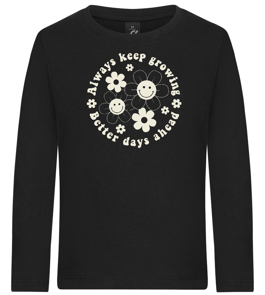 Keep Growing Design - Premium kids long sleeve t-shirt_DEEP BLACK_front