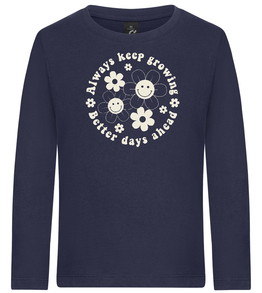 Keep Growing Design - Premium kids long sleeve t-shirt_FRENCH NAVY_front