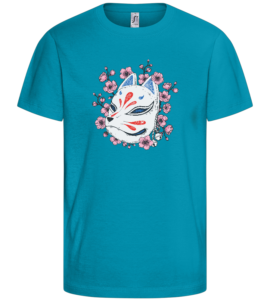 Catmask Sakura Design - Comfort kids fitted t-shirt_TURQUOISE_front