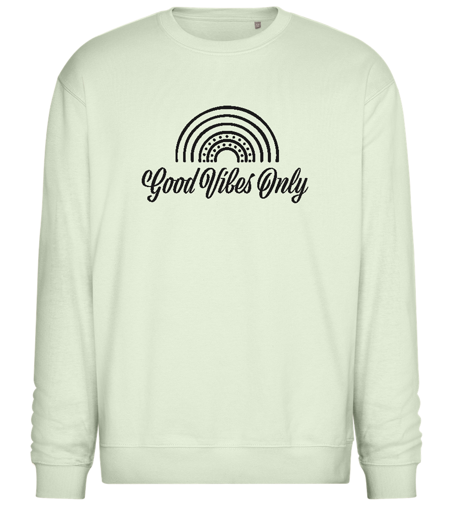 Good Vibes Only Design - Comfort Essential Unisex Sweater_CREAMY GREEN_front